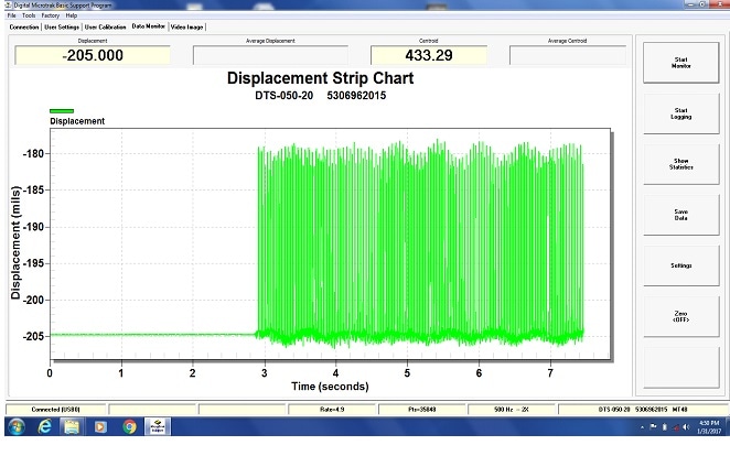 MT-4 sensor displacement strip chart
