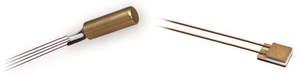 CernoxTM RTDs offer a wide range, low magnetoresistance, and fast thermal response. (Lake Shore CX- AA [left] and CX-SD sensors)