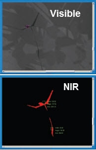 Cracks in silicon solar cells are obvious with NIR imaging