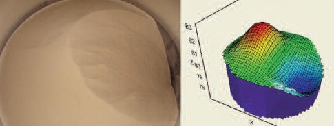 The3D scanner can provide a visual representation of bin contents depicting high and low levels in the tank. The visual on the left is the tank contents and the 3D representation is on the right.