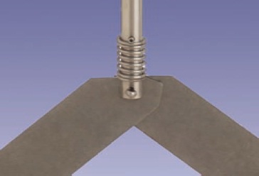 The vertical extension with collapsible paddle allows installation without entering the bin.