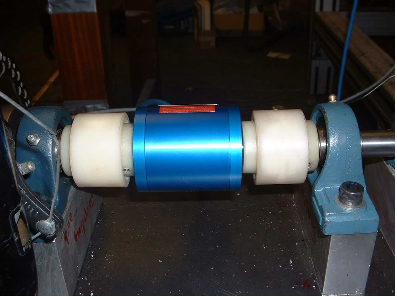 Photograph of torque transducer installed on shaft