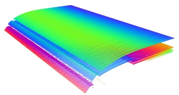 Smartphone display layers visualized by using FocalSpec Line Confocal Sensor LCI1201 and CloudCompare, a 3D point cloud processing software.