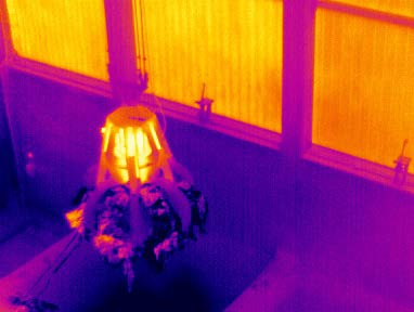 The Optris infrared cameras produce a thermal image, showing critical temperatures.