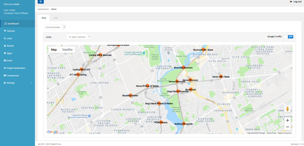 Map of virtual sensor locations