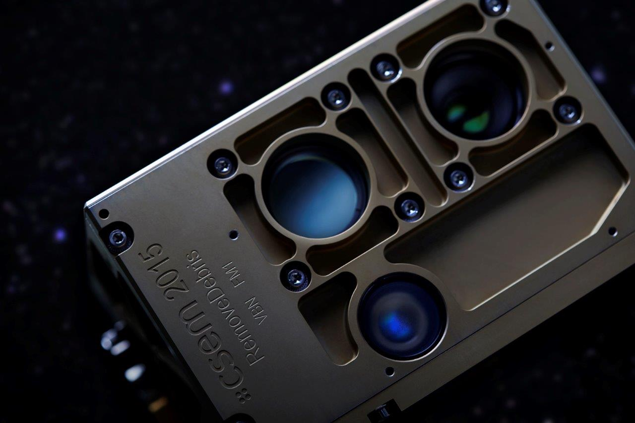 VBN sensor with laser head, LiDAR receiver, and camera.