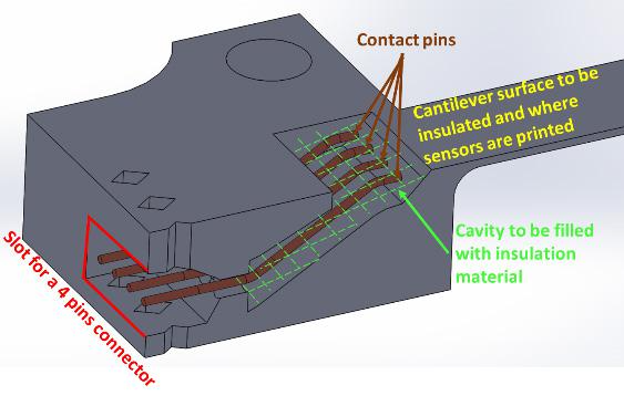 Cross section of the testing cantilever structure CAD design