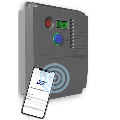 TOCSIN 635 gas detection control panel using built in wifi module for calibration and service reports.