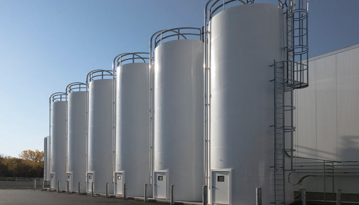 Storage silos for plastic pellets.