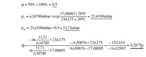 water dew point calculator