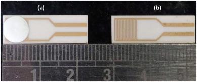 (a) ZnO nanomaterial drop-casted over IDE and (b) inter-digitated Electrode (IDE).