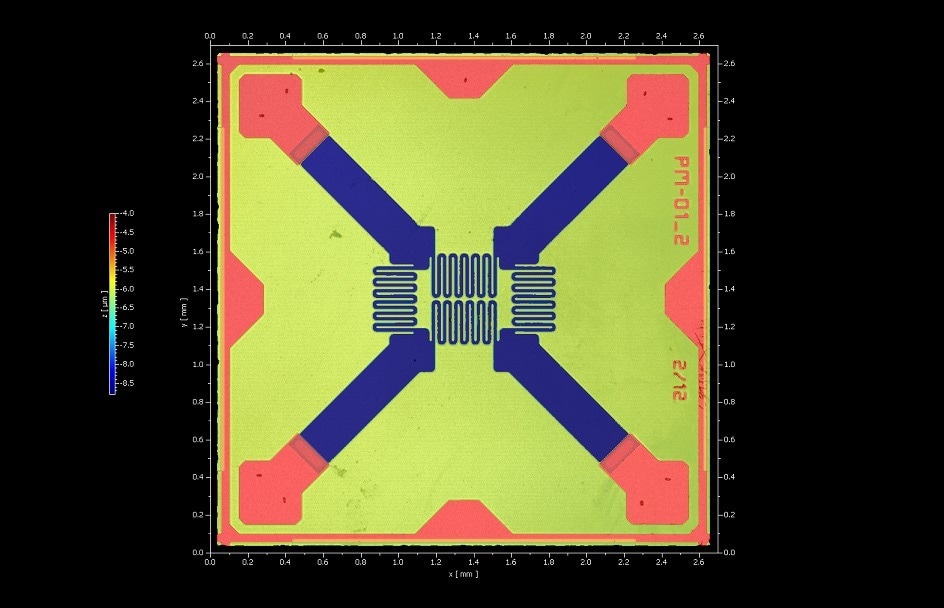 Areal surface profile of MEMS pressure sensor as 2D/3D profile.