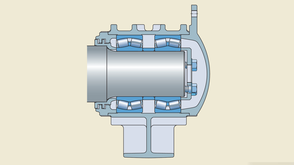 Typical axlebox bearing arrangement for 20-tonne axle payload.