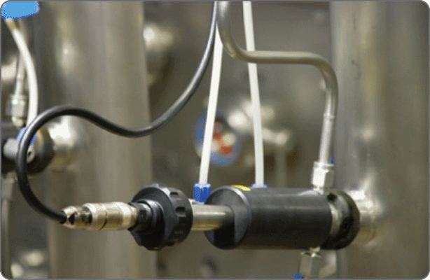 DO sensor in the wort line at Bitburger Brewery