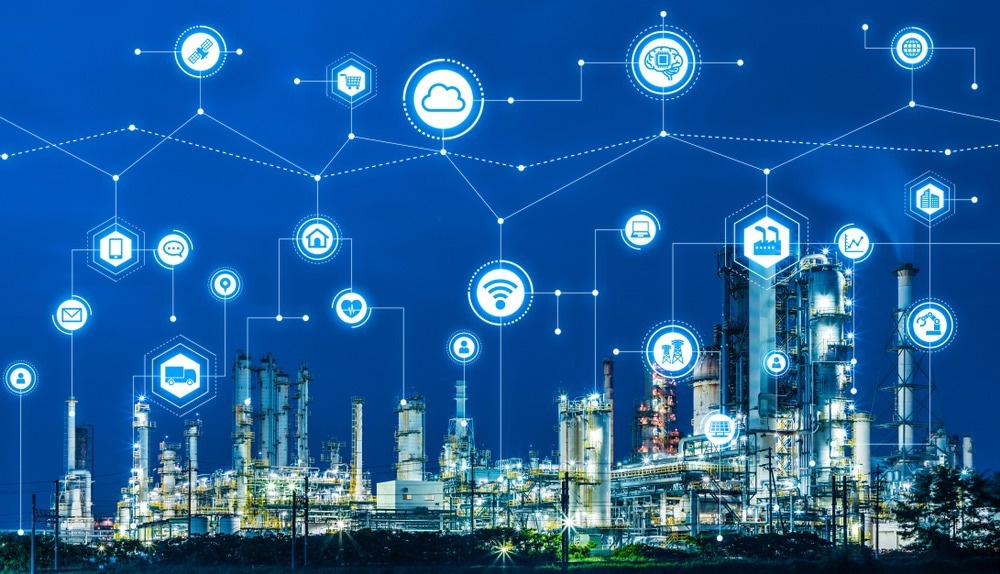 Industry4.0 and IoT(Internet of Things). Factory automation system. AI(Artificial Intelligence).