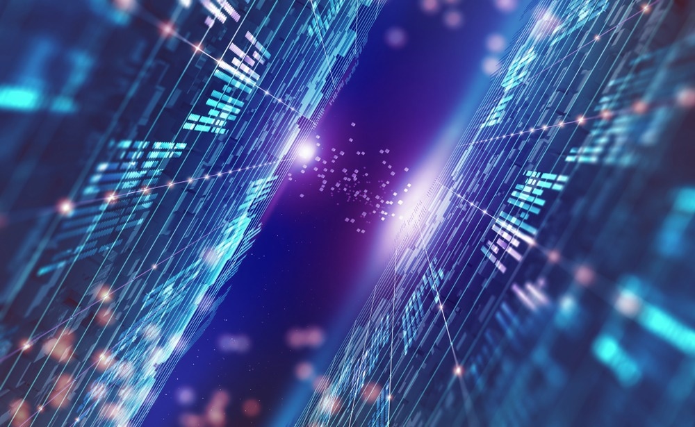 Digital city of future. Global Cyberspace. 3D illustration of wireless internet technologies. Database protection and secure transmission of information on blockchain network
