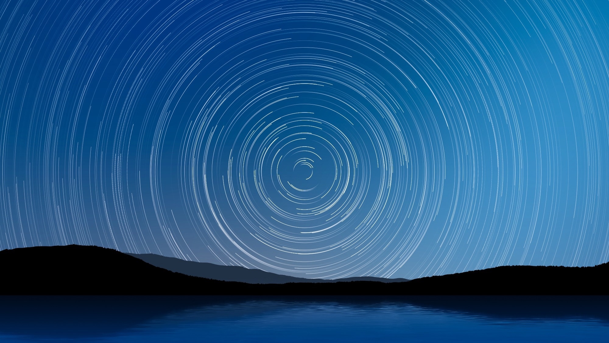 Star trails in night sky.