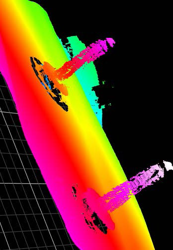Scan showing 3D image of two bolts.