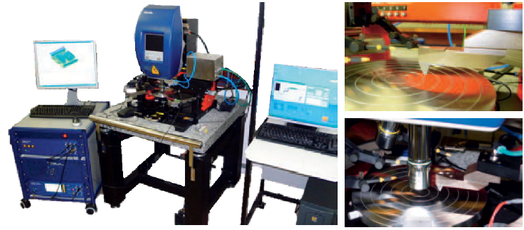 Measurement and test system including the Micro System Analyzer and pressure unit (to the right, close views of the pressure nozzle)