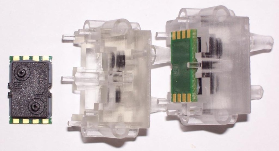 Figure 3b. LME sensor, adapter sample, and assembly. Image Credit: First Sensor
