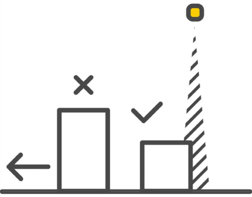 Object sorting for size (height monitoring).