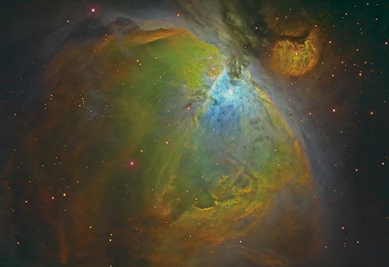 Orion Nebula (Color image with 3 wavelength filters).