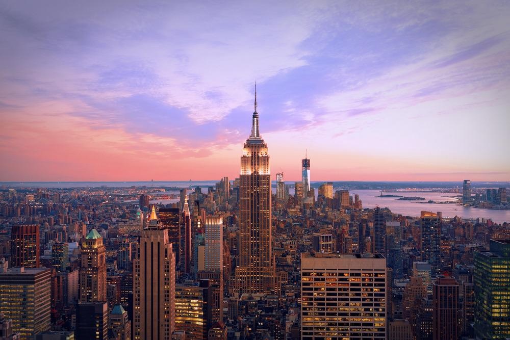 skyline at sunset