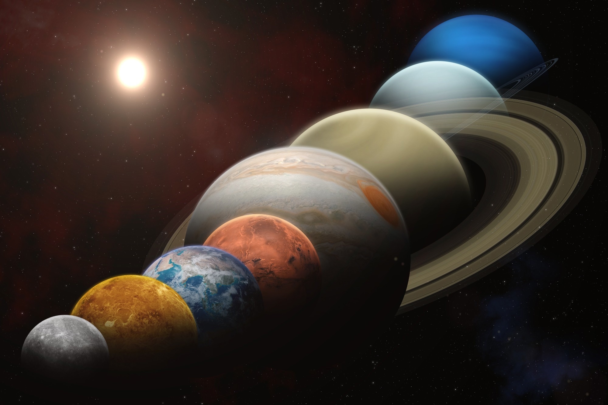 A planetary alignment, or a planet parade see eight planets - Mercury, Venus, Earth, Mars, Jupiter, Saturn, Uranus and Neptune