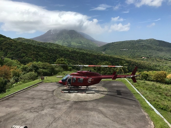 Helicopter at Soufrière Hills Volcano