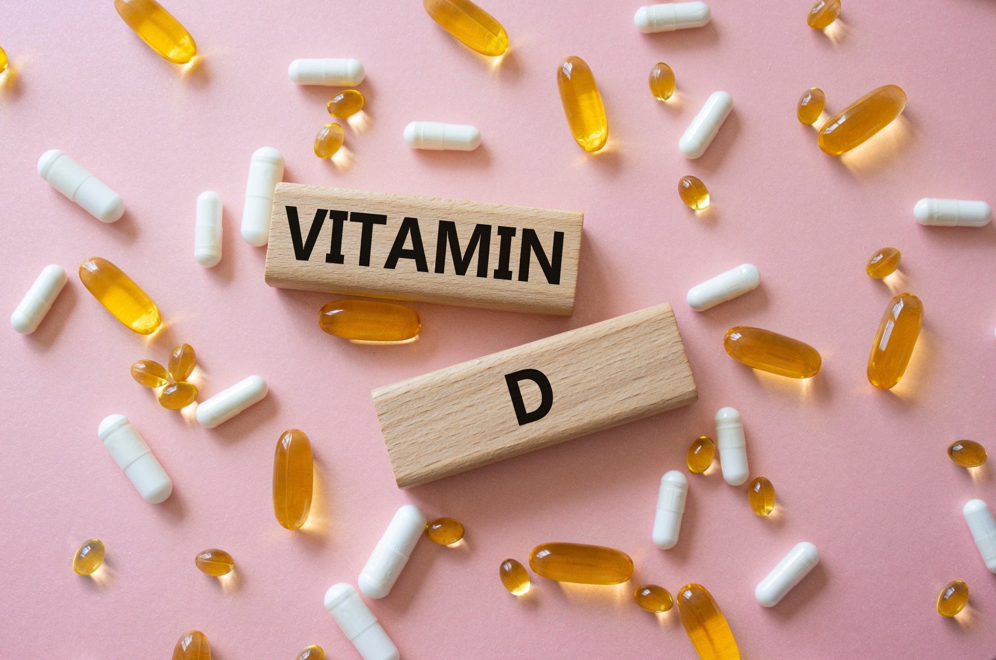 Concept word Vitamin D on wooden blocks.