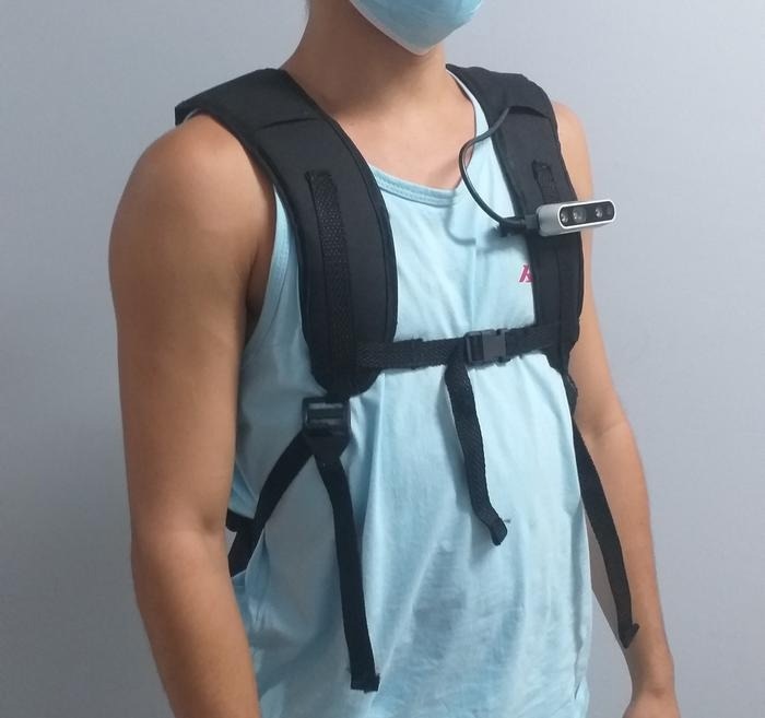 The components are stored in the backpack, which can also be used to carry the user’s belongings.