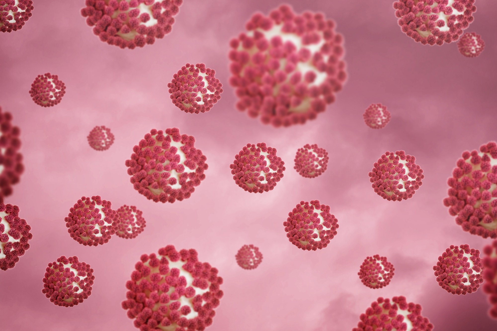 Viruses on blurred background High magnification.