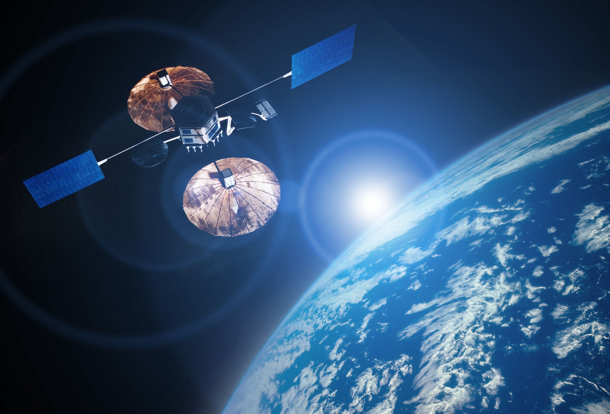 A satellite orbits the earth.
