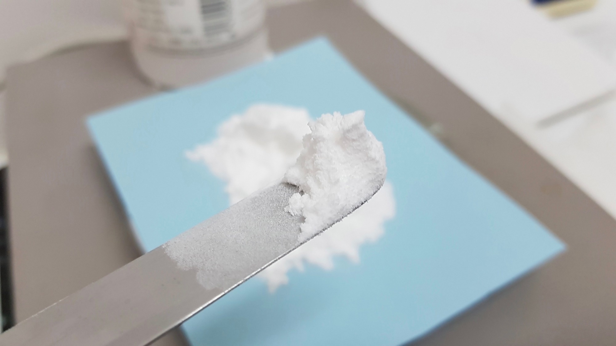 Weighing a chemical in the laboratory