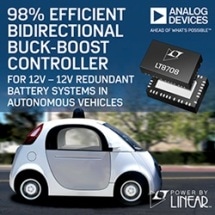98% Efficient Bidirectional Buck-Boost Controller for 12 V-12 V Redundant Battery Systems in Autonomous Vehicles