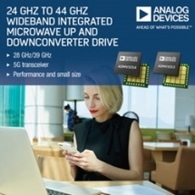 24 GHz to 44 GHz Wideband Integrated Microwave Up & Downconverter Drive 28/39 GHz 5G Transceiver Performance & Small Size